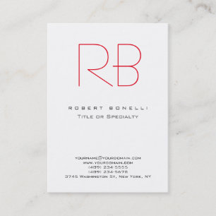 Chubby Modern Monogram White Red Business Card Visitenkarte