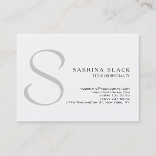 Chubby Modern White Gray Monogram Business Card Visitenkarte