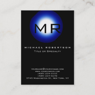 Chubby Monogram Black Blue Business Card Visitenkarte