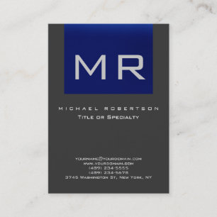 Chubby Monogram Blue Gray Clean Business Card Visitenkarte
