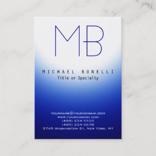 Chubby Monogram Blue White Light Business Card Visitenkarte
