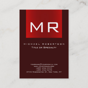 Chubby Monogram Brown Red Clean Business Card Visitenkarte
