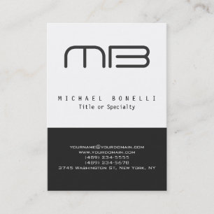 Chubby Monogram Grau White Clean Business Card Visitenkarte