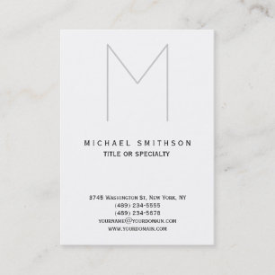 Chubby Monogram Grau White Simple Business Card Visitenkarte