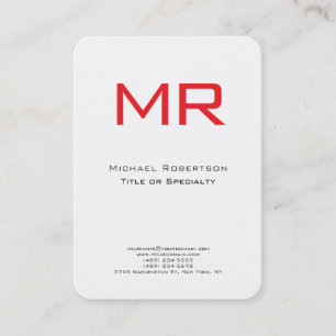 Chubby Monogram Red White Minimalistisch Visitenkarte