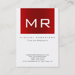 Chubby Monogram Red White Minimalistisch Visitenkarte