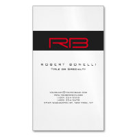 Chubby Monogram White Dark Gray Red Business Card