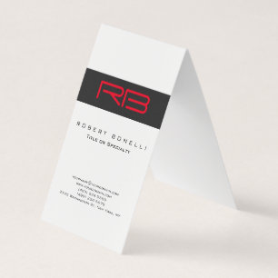 Chubby Monogram White Dark Gray Red Business Card Visitenkarten