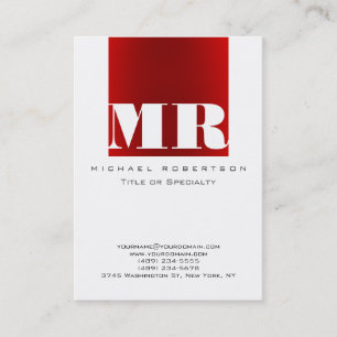 Chubby Monogram White Dark Red Business Card Visitenkarte