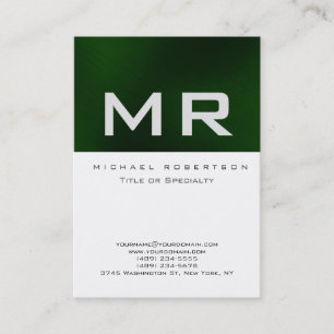 Chubby Monogram White Green Strip Business Card Visitenkarte