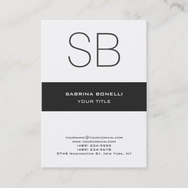 Chubby Monogram White Niedlich Business Card Visitenkarte (Vorderseite)