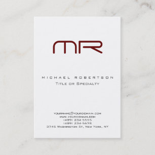 Chubby Monogram White Red Elegante Business Card Visitenkarte