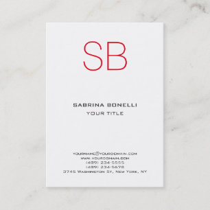 Chubby Monogram White Red Niedlich Business Card Visitenkarte