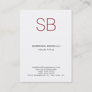Chubby Monogram White Red Niedlich Business Card Visitenkarte