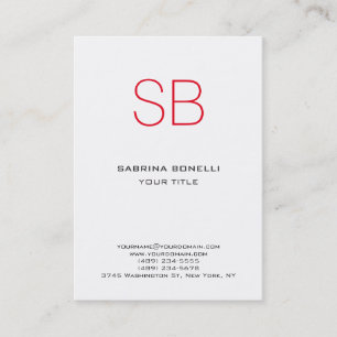 Chubby Monogram White Red Niedlich Business Card Visitenkarte