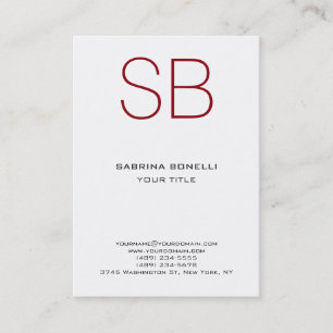Chubby Monogram White Red Niedlich Business Card Visitenkarte