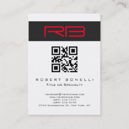 Chubby Monogram White Red QR Code Visitenkarte