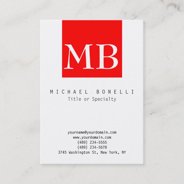 Chubby Monogram White Strip Business Card Visitenkarte (Vorderseite)