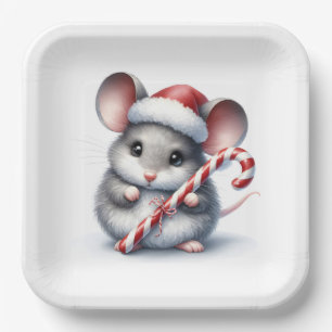 Chubby Mouse mit Candy Cane Pappteller