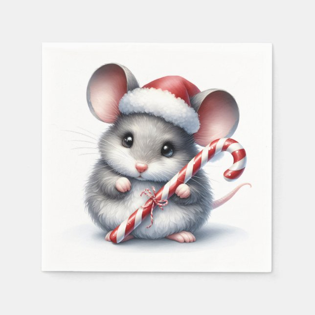 Chubby Mouse mit Candy Cane Serviette (Vorderseite)