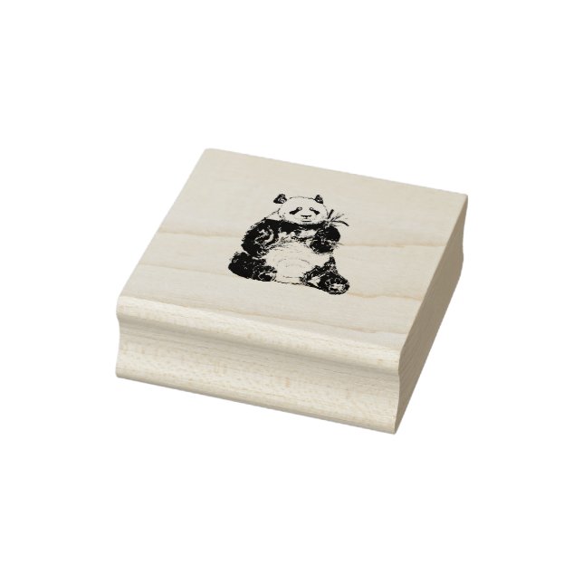Chubby Panda Bear mit Bamboo Gummistempel (Stempel)