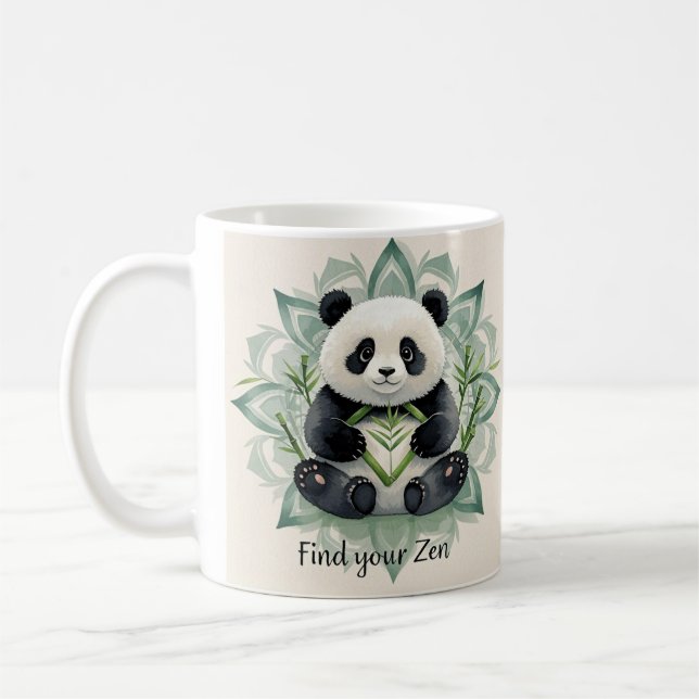 Chubby Panda sitzend in Lotus Pose Zen Kaffeetasse (Links)