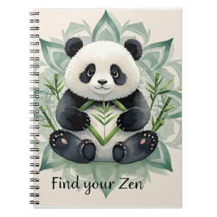 Chubby Panda sitzend in Lotus Pose Zen Notizblock