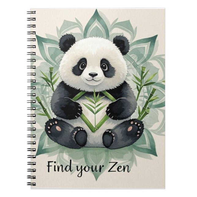 Chubby Panda sitzend in Lotus Pose Zen Notizblock (Vorderseite)