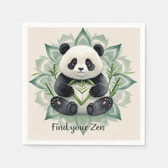 Chubby Panda sitzend in Lotus Pose Zen Serviette (Vorderseite)