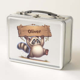 Chubby Raccoon mit benutzerdefinierbarem Namenssch Metall Brotdose