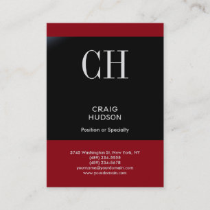 Chubby Red Black Strip Monogram Business Card Visitenkarte