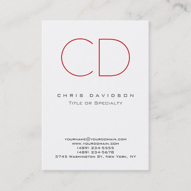 Chubby Red Schwarz-weiß Contemporary Business Card Visitenkarte (Vorderseite)