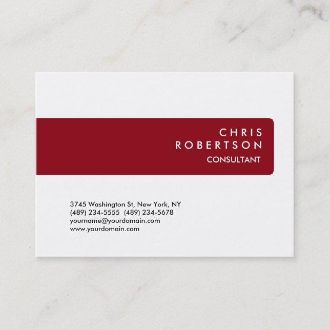 Chubby Red Strip White Background Business Card Visitenkarte (Vorderseite)