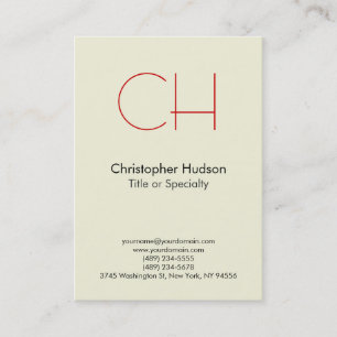 Chubby Red Trendy Modern Monogram Business Card Visitenkarte