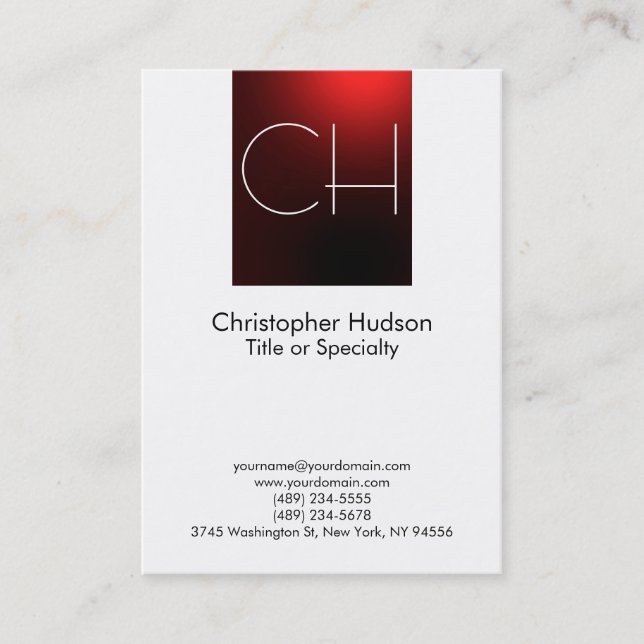 Chubby Red White Monogram Business Card Visitenkarte (Vorderseite)
