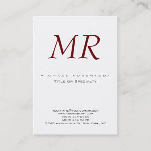 Chubby Retro Monogram White Red Business Card Visitenkarte