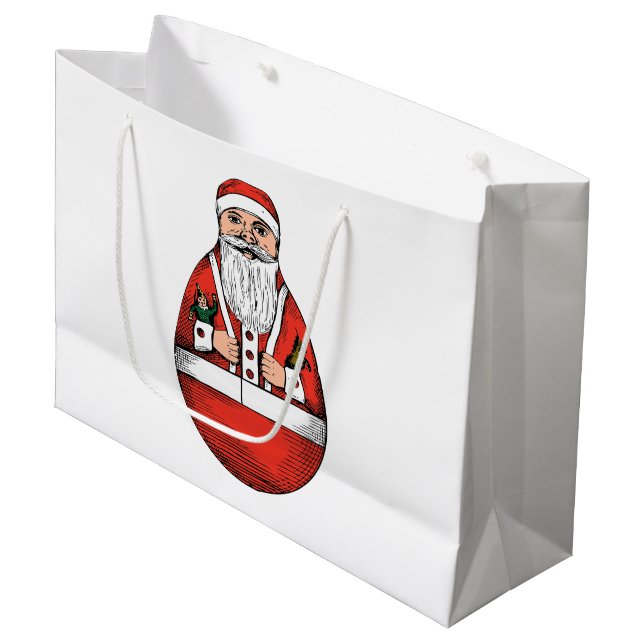 Chubby Rolly Polly Santa Large Geschenktasche Große Geschenktüte (Vorderseite Schrägansicht)
