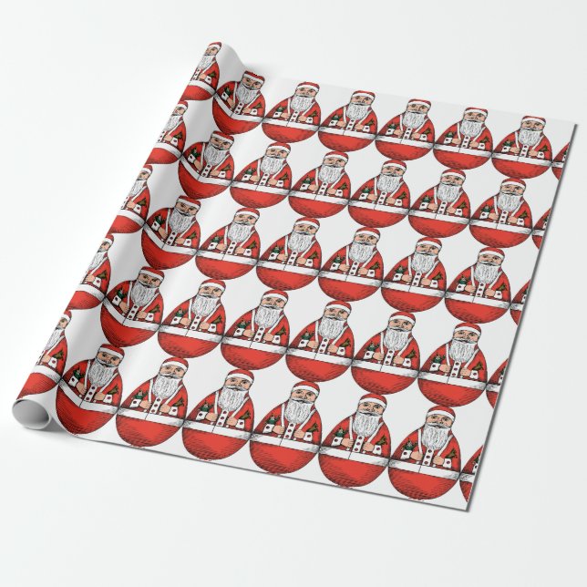 Chubby Rolly Polly Santa Wrapping Paper Geschenkpapier (Ungerollt)