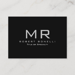 Chubby Schwarz-weiß Grau Monogram Business Card Visitenkarte