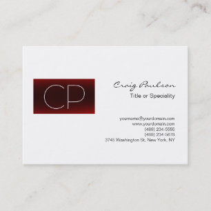 Chubby Schwarz-weiß Red Monogram Business Card Visitenkarte
