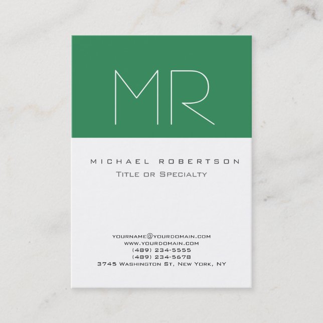 Chubby Sea Green White Clean Business Card Visitenkarte (Vorderseite)