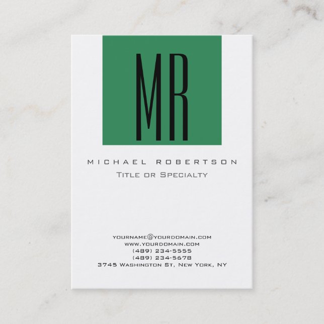 Chubby Sea Green White Clean Business Card Visitenkarte (Vorderseite)