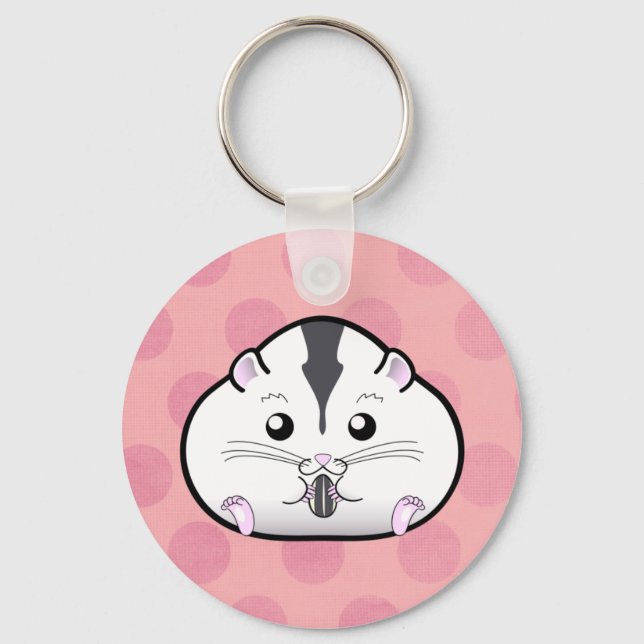 Chubby Semi White Russian Zwarf Hamster Schlüsselanhänger (Vorderseite)