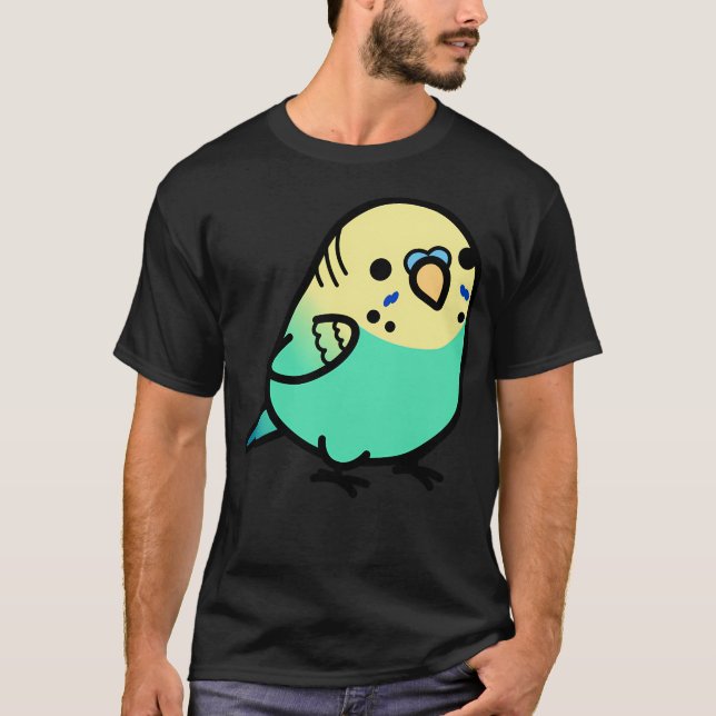 Chubby Sky Blue Yellow Headed Budgie T-Shirt (Vorderseite)