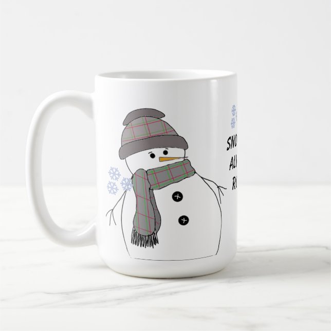 Chubby Snowman mit Sprichwort Tasse (Links)