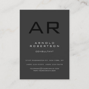 Chubby Style Black Gray Monogram Business Card Visitenkarte