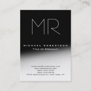Chubby Stylish Monogram Black Gray Business Card Visitenkarte