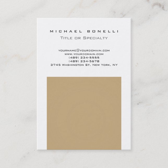 Chubby Trendy Beige White Chic Business Card Visitenkarte (Vorderseite)