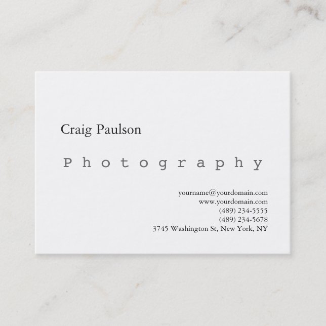 Chubby Trendy Fotografy White Business Card Visitenkarte (Vorderseite)