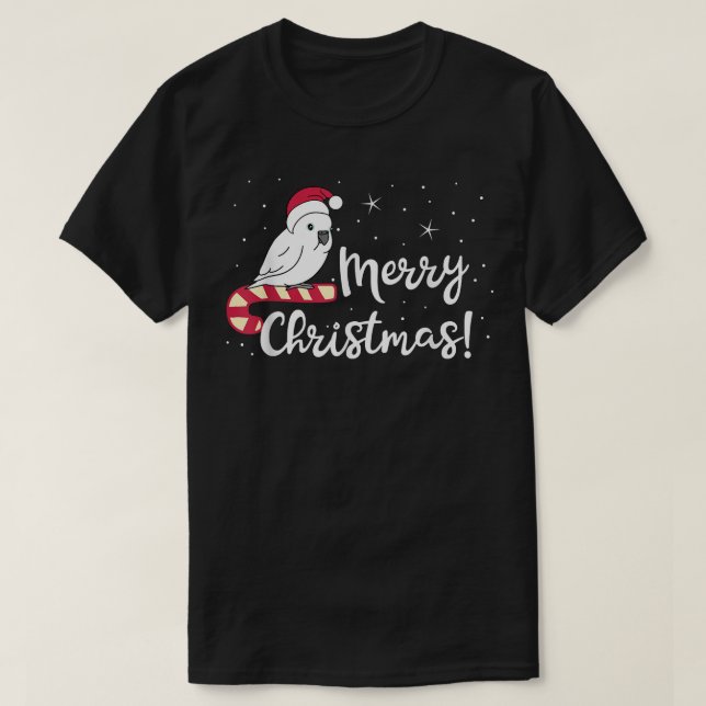 Chubby Umbrella Cockatoo Merry Christmas Kawaii Wh T-Shirt (Design vorne)